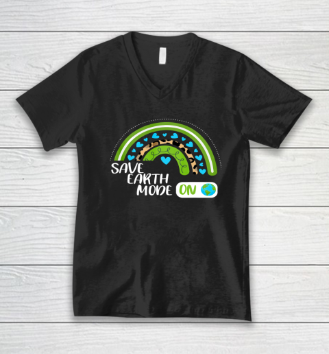 Save Earth Mode ON Recycle Plastic Reuse Reduce Earth Day V-Neck T-Shirt