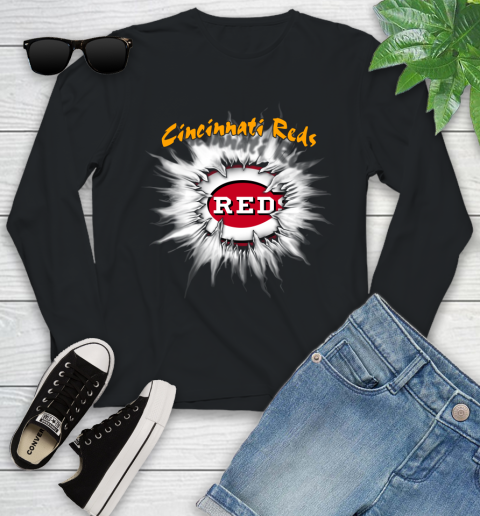 Cincinnati Reds MLB Baseball Adoring Fan Rip Sports Youth Long Sleeve