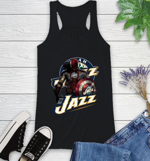 Utah Jazz Nba Basketball Captain America Thor Spider Man Hawkeye Avengers Racerback Tank Itees Global