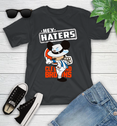 NFL Hey Haters Mickey Football Sports Cleveland Browns Youth T-Shirt