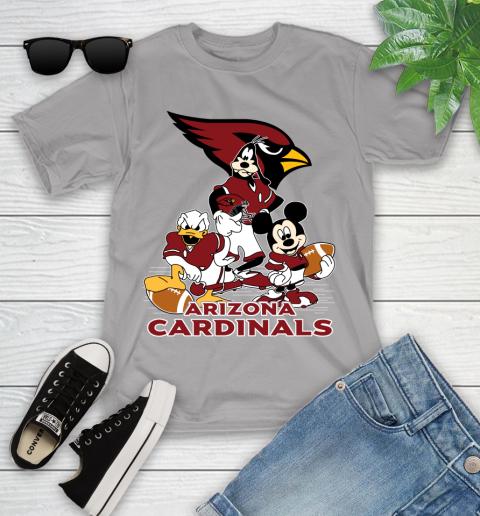 NFL Arizona Cardinals Mickey Mouse Donald Duck Goofy Football Shirt Youth T-Shirt 4