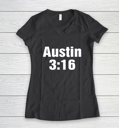 Austin 3 16 Shirt Stone Cold Steve Austin WWE (Print on font and back) Women's V-Neck T-Shirt 4