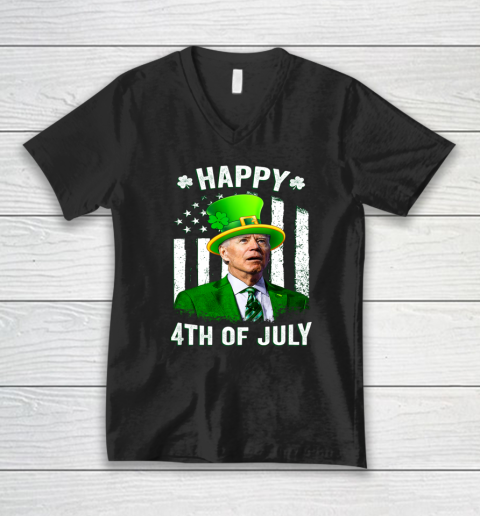 Anti Joe Biden St Patricks Day Shirt Happy 4th Of July Funny V-Neck T-Shirt