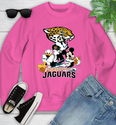 NFL Jacksonville Jaguars Mickey Mouse Donald Duck Goofy Football Shirt Youth Sweatshirt 6