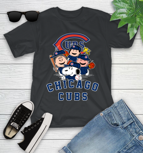MLB Chicago Cubs Snoopy Charlie Brown Woodstock The Peanuts Movie Baseball T Shirt Youth T-Shirt