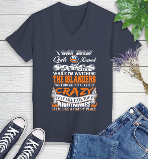 New York Islanders NHL Hockey Don't Mess With Me While I'm Watching My Team Women's V-Neck T-Shirt 12
