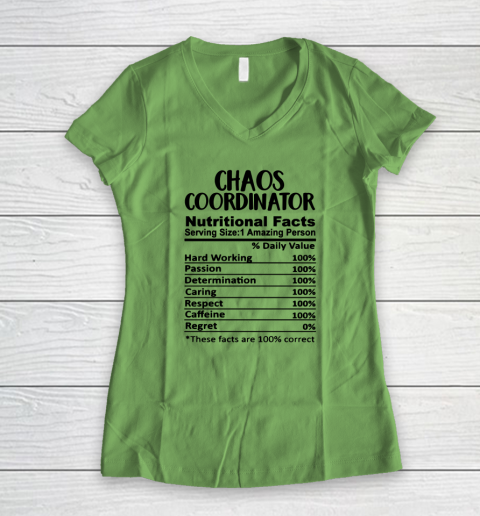 Chaos Coordinator Nutrition Facts Funny Women's V-Neck T-Shirt 4