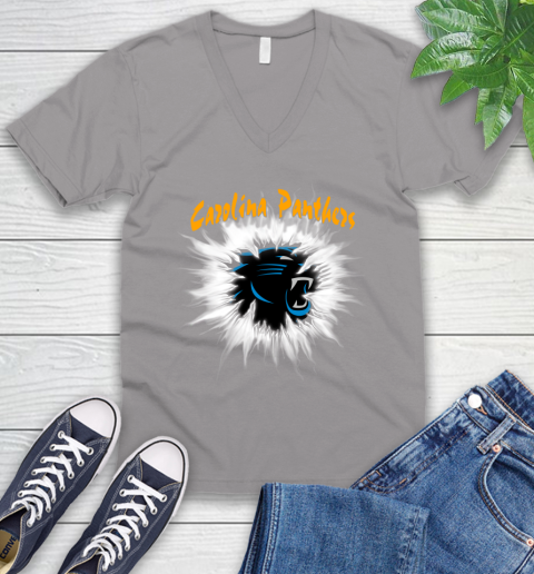 Carolina Panthers NFL Football Adoring Fan Rip Sports V-Neck T-Shirt 3