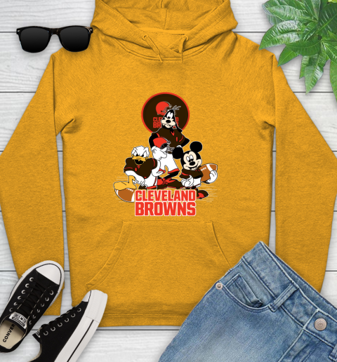 NFL Cleveland Browns Mickey Mouse Donald Duck Goofy Football Shirt Youth Hoodie 2