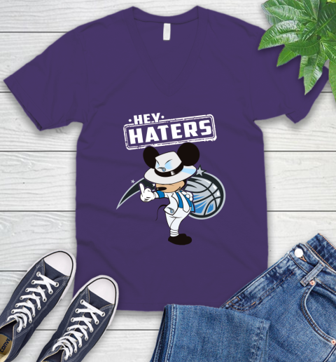 NBA Hey Haters Mickey Basketball Sports Orlando Magic V-Neck T-Shirt 9