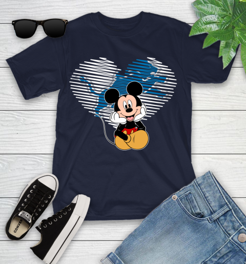 NFL Detroit Lions The Heart Mickey Mouse Disney Football T Shirt_000 Youth T-Shirt 2
