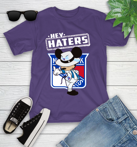 NHL Hey Haters Mickey Hockey Sports New York Rangers Youth T-Shirt 3