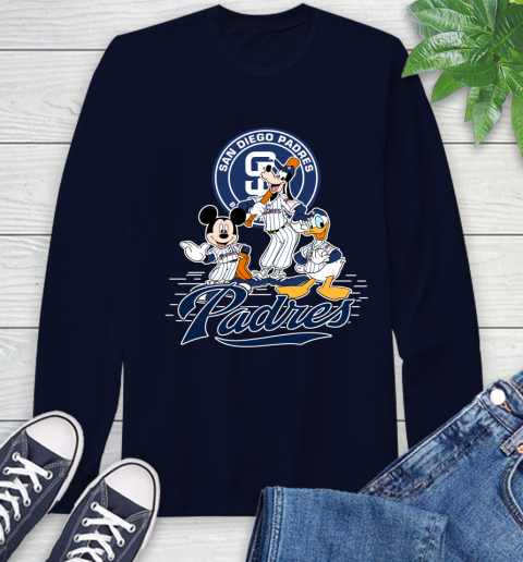 MLB San Diego Padres Mickey Mouse Donald Duck Goofy Baseball T Shirt Long Sleeve T-Shirt 3
