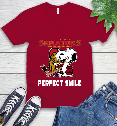 NHL New York Rangers Snoopy Perfect Smile The Peanuts Movie Hockey T Shirt V-Neck T-Shirt 7