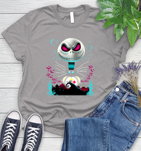 NFL Pittsburgh Steelers Jack Skellington Sally The Nightmare Before Christmas Football Women's T-Shirt 5