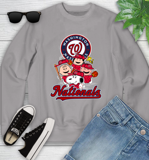 MLB Washington Nationals Snoopy Charlie Brown Woodstock The Peanuts Movie  Baseball T Shirt_000 Youth Sweatshirt