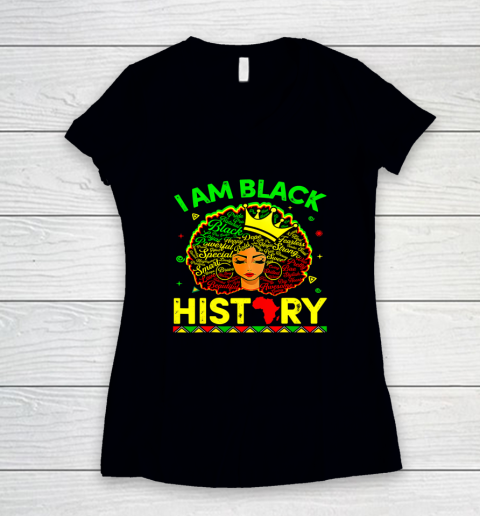Black Girl, Women Shirt African American Pride Queen Girl I Am Black History Funny Women's V-Neck T-Shirt