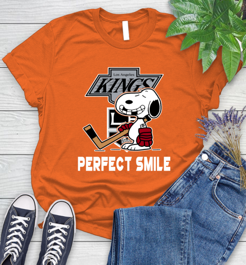 NHL Los Angeles Kings Snoopy Perfect Smile The Peanuts Movie Hockey T Shirt Women's T-Shirt 3