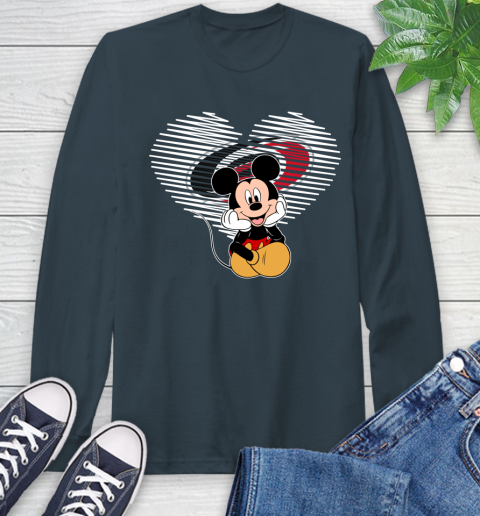 NHL Carolina Hurricanes The Heart Mickey Mouse Disney Hockey Long Sleeve T-Shirt 9