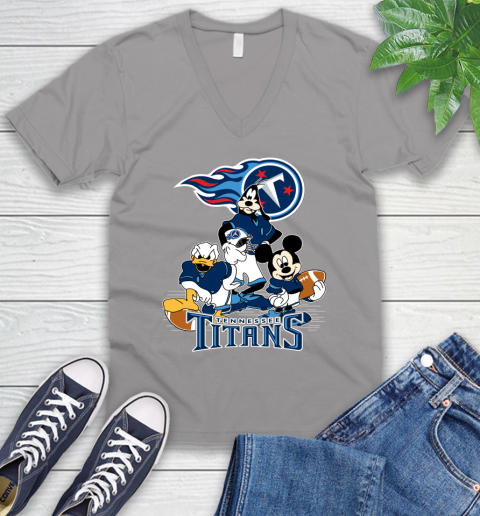 NFL Tennessee Titans Mickey Mouse Donald Duck Goofy Football Shirt V-Neck T-Shirt 3