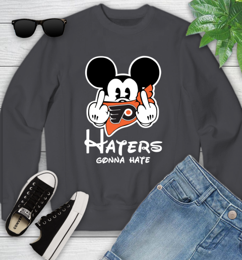 NHL Philadelphia Flyers Haters Gonna Hate Mickey Mouse Disney Hockey T Shirt Youth Sweatshirt 5