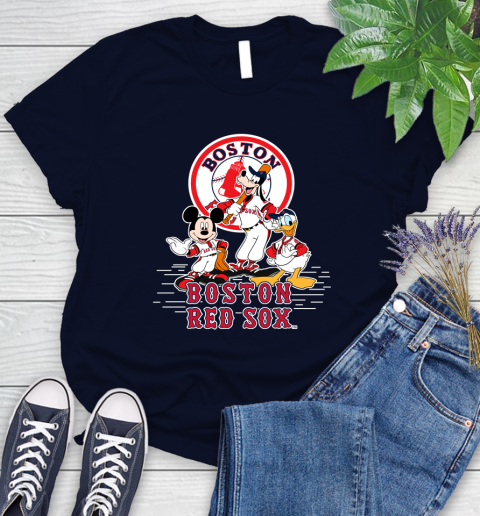 MLB Boston Red Sox Mickey Mouse Donald Duck Goofy Baseball T Shirt Women's T-Shirt 2