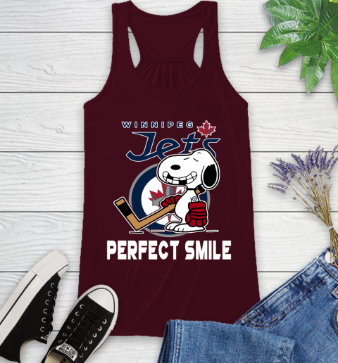 NHL Winnipeg Jets Snoopy Perfect Smile The Peanuts Movie Hockey T Shirt Racerback Tank 2