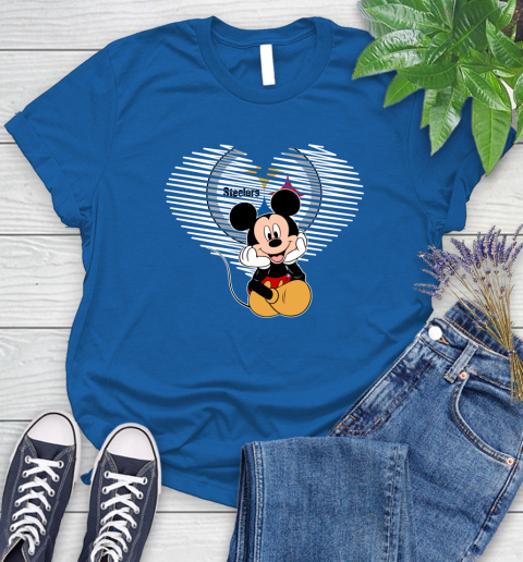 NFL Pittsburgh Steelers The Heart Mickey Mouse Disney Football T Shirt_000 Women's T-Shirt 12