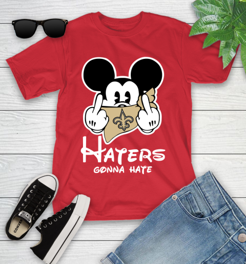 NFL New Orleans Saints Haters Gonna Hate Mickey Mouse Disney Football T Shirt Youth T-Shirt 13