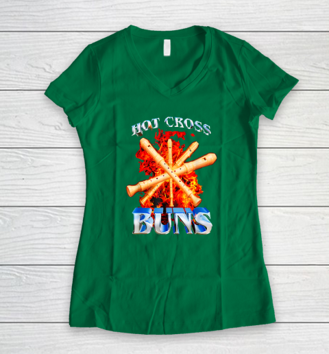 Hot Cross Buns Funny Women's V-Neck T-Shirt 3