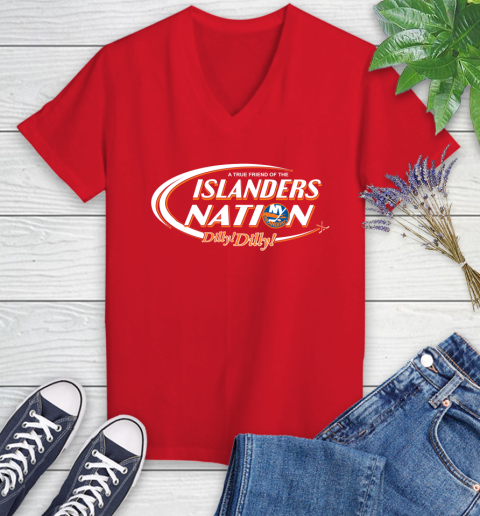 NHL A True Friend Of The New York Islanders Dilly Dilly Hockey Sports Women's V-Neck T-Shirt 11