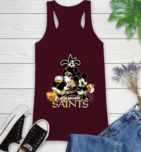 NFL New Orleans Saints Mickey Mouse Donald Duck Goofy Football Shirt Racerback Tank 2