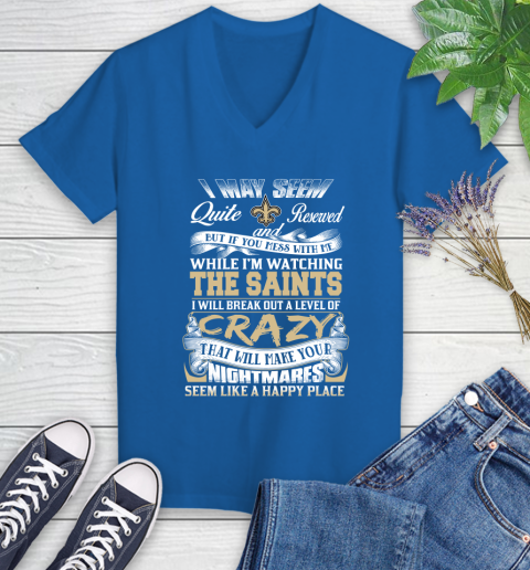 New Orleans Saints NFL Football Don't Mess With Me While I'm Watching My Team Women's V-Neck T-Shirt - Image 11