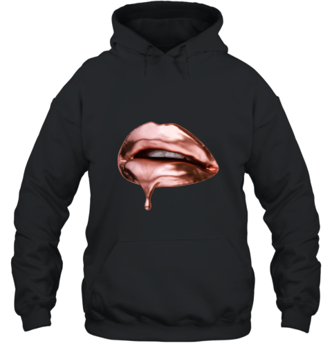 Ask Me About My Lipstick T Shirt  Rose Gold Lips Hooded