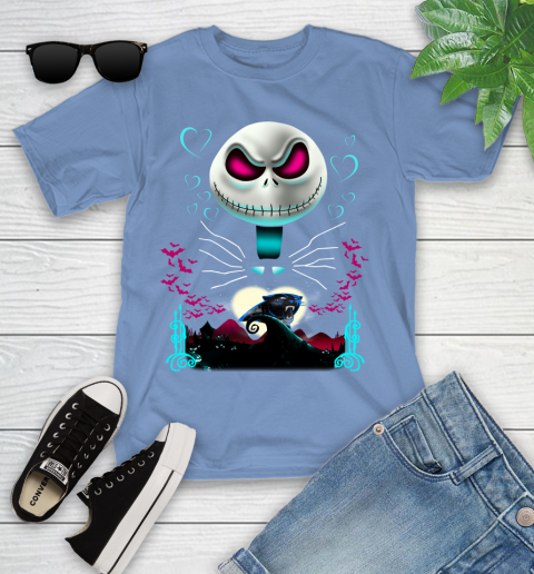 NFL Carolina Panthers Jack Skellington Sally The Nightmare Before Christmas Football Youth T-Shirt 15