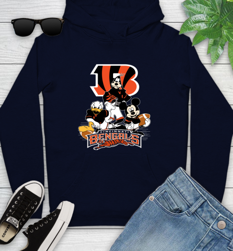 NFL Cincinnati Bengals Mickey Mouse Donald Duck Goofy Football Shirt Youth Hoodie 3
