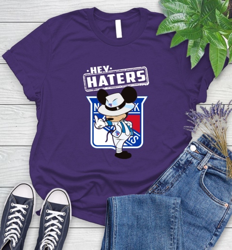 NHL Hey Haters Mickey Hockey Sports New York Rangers Women's T-Shirt 4