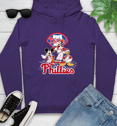 MLB Philadelphia Phillies Mickey Mouse Donald Duck Goofy Baseball T Shirt Youth Hoodie 5