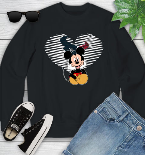 NFL Houston Texans The Heart Mickey Mouse Disney Football T Shirt_000 Youth Sweatshirt