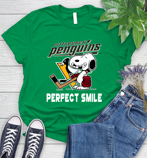 NHL Pittsburgh Penguins Snoopy Perfect Smile The Peanuts Movie Hockey T Shirt Women's T-Shirt 9