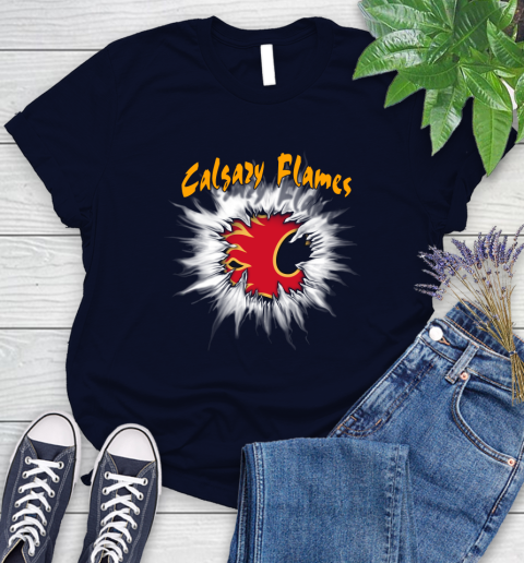 Calgary Flames NHL Hockey Adoring Fan Rip Sports Women's T-Shirt 2