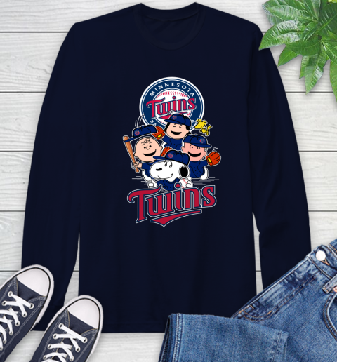 MLB Minnesota Twins Snoopy Charlie Brown Woodstock The Peanuts Movie Baseball T Shirt_000 Long Sleeve T-Shirt 3