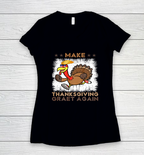 Make Thanksgiving Great Again Trump Holiday Turkey 2024 Women's V-Neck T-Shirt