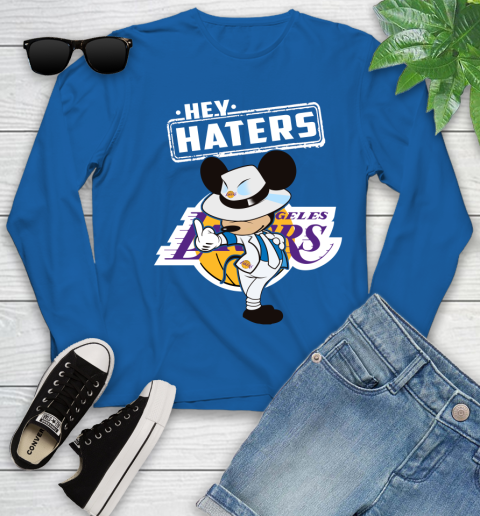 NBA Hey Haters Mickey Basketball Sports Los Angeles Lakers Youth Long Sleeve 10