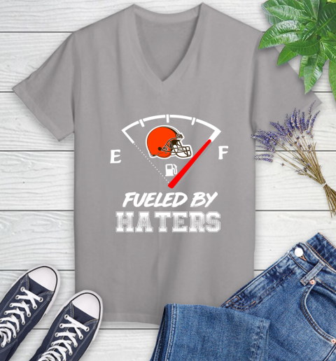 Cleveland Browns NFL Football Fueled By Haters Sports Women's V-Neck T-Shirt 4