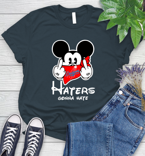 MLB Los Angeles Dodgers Haters Gonna Hate Mickey Mouse Disney Baseball T Shirt_000 Women's T-Shirt 11