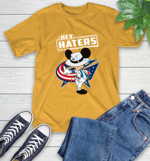 NHL Hey Haters Mickey Hockey Sports Columbus Blue Jackets T-Shirt 2