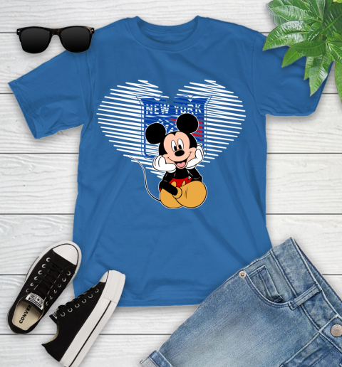 NHL New York Rangers The Heart Mickey Mouse Disney Hockey Youth T-Shirt 12
