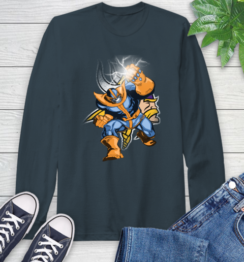 Minnesota Vikings NFL Football Thanos Avengers Infinity War Marvel Long Sleeve T-Shirt 9