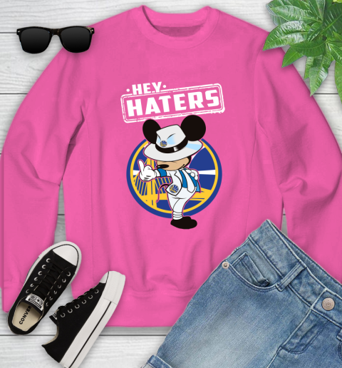 NBA Hey Haters Mickey Basketball Sports Golden State Warriors Youth Sweatshirt 6